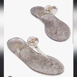Kate Spade New York Clear Glitter Jelly T-Strap Sandals